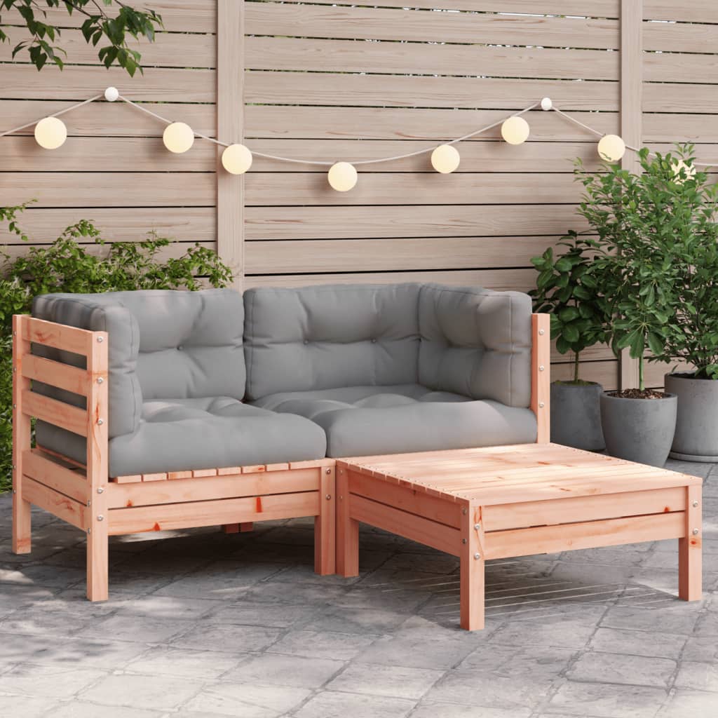 2-personers havesofa med hynder og fodskammel - douglasgran naturlig, 1, 2x corner + footrest - number 1.