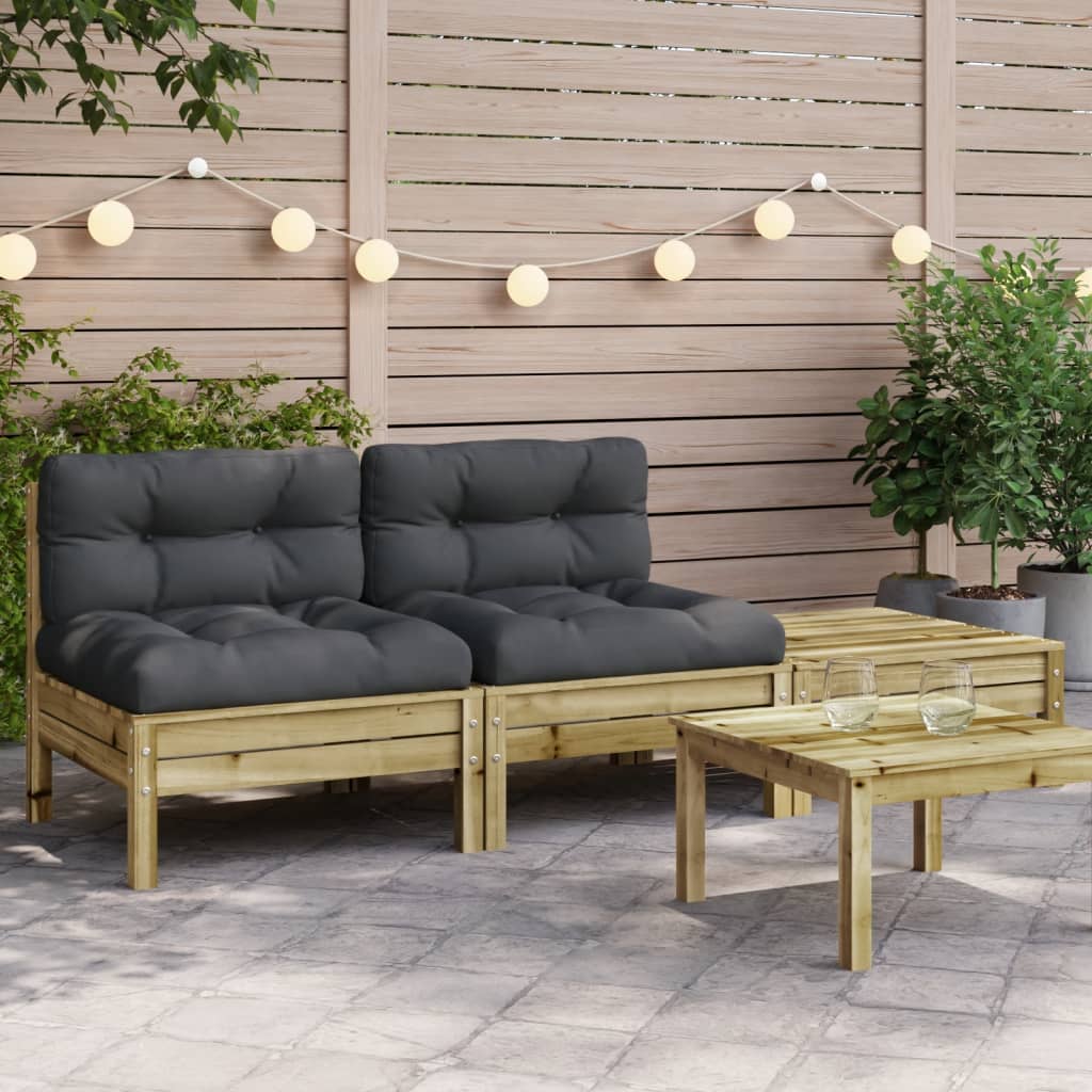 2-personers havesofa med hynder og fodskammel - naturlig imprægnering, 1, 2x chair + footrest - number 1.