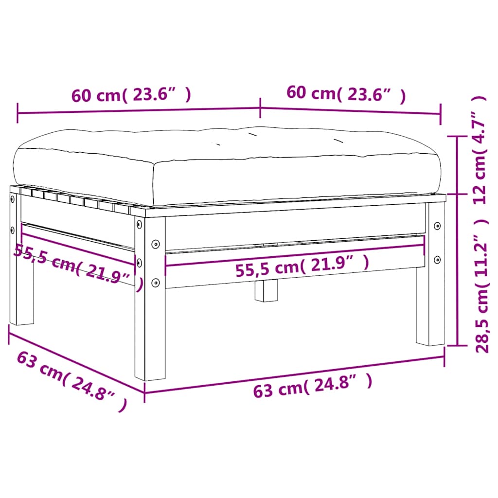 Haveskammel med hynde massivt fyrretræ gyldenbrun - number 9.