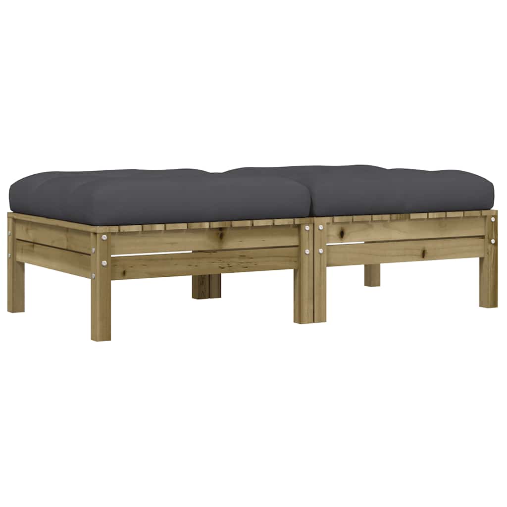 Fodskamler til haven 2 stk. med hynder imprægneret fyrretræ - number 2.