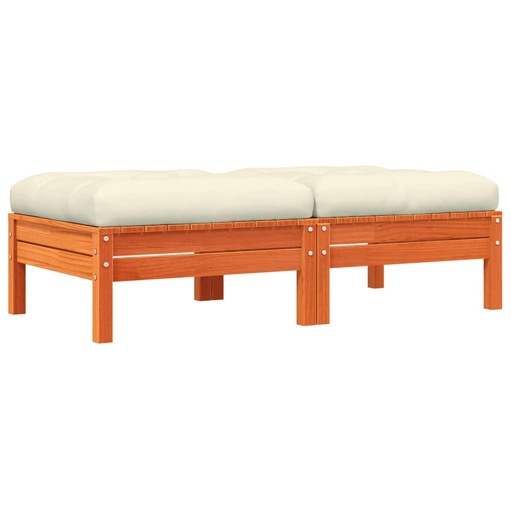 Trädgårdspallar 2 st. med kuddar massiv furu gyllenbrun - number 2.