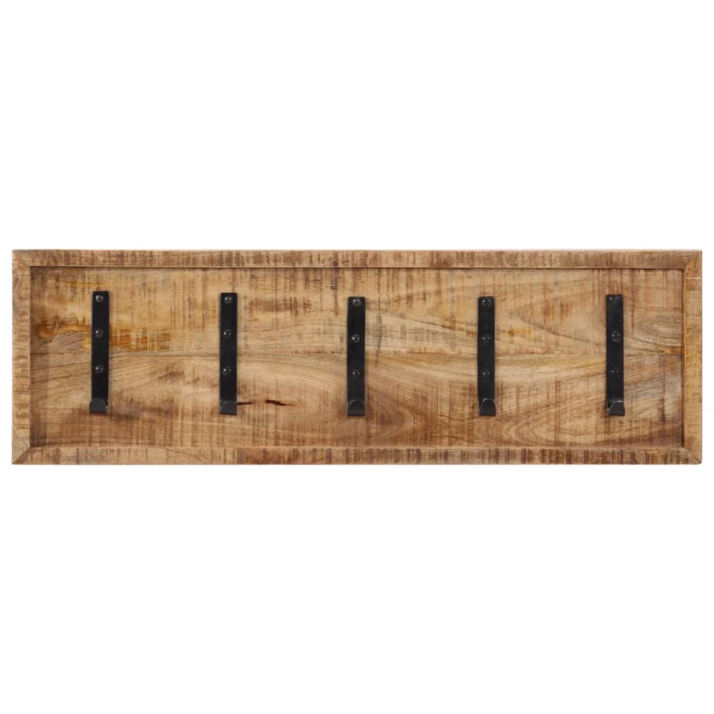 Wall-mounted coat rack 5 hooks solid mango wood - 80 x 25 x 5 5 cm (lxwxh) - number 2.