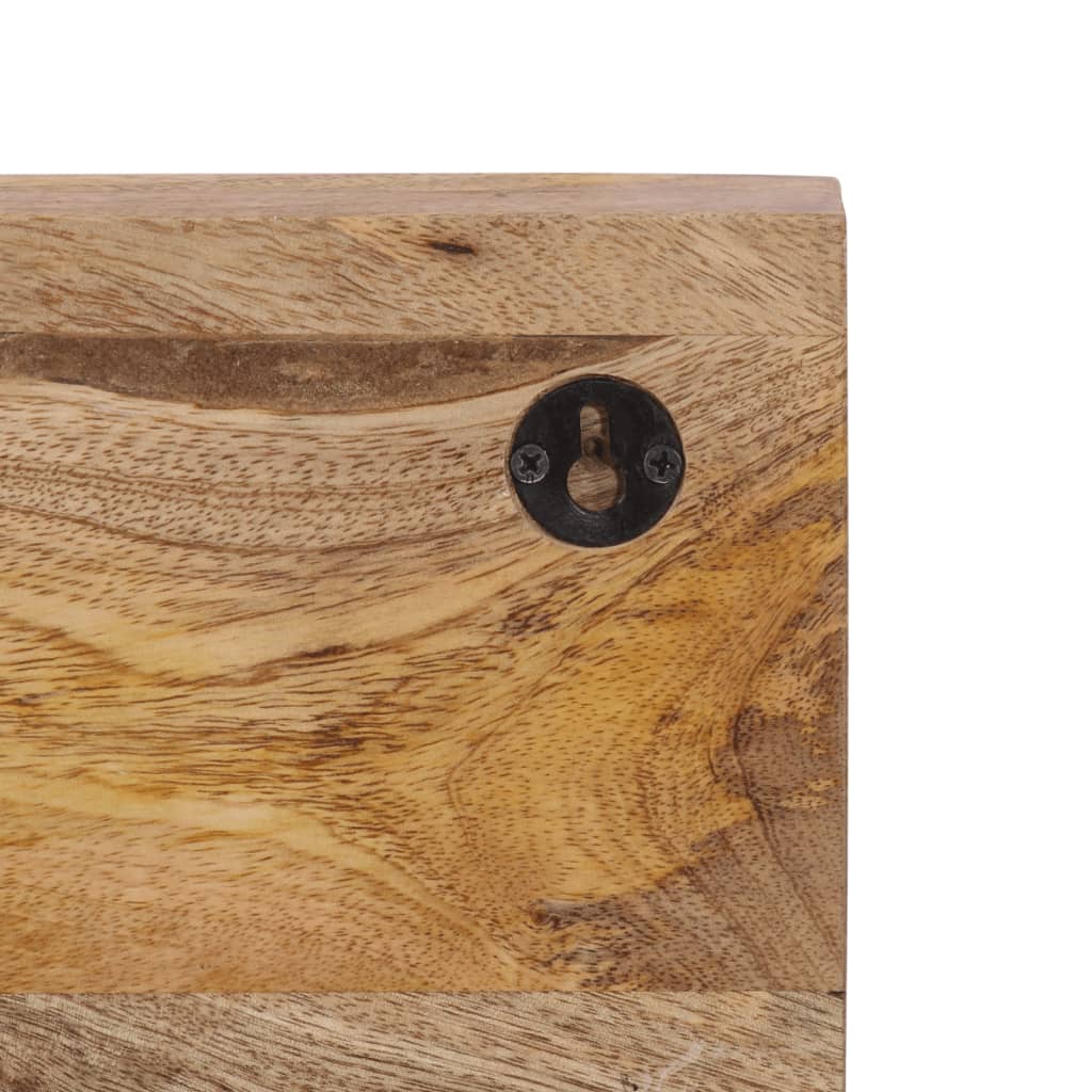 Wall-mounted coat rack 5 hooks solid mango wood - 80 x 25 x 5 5 cm (lxwxh) - number 6.