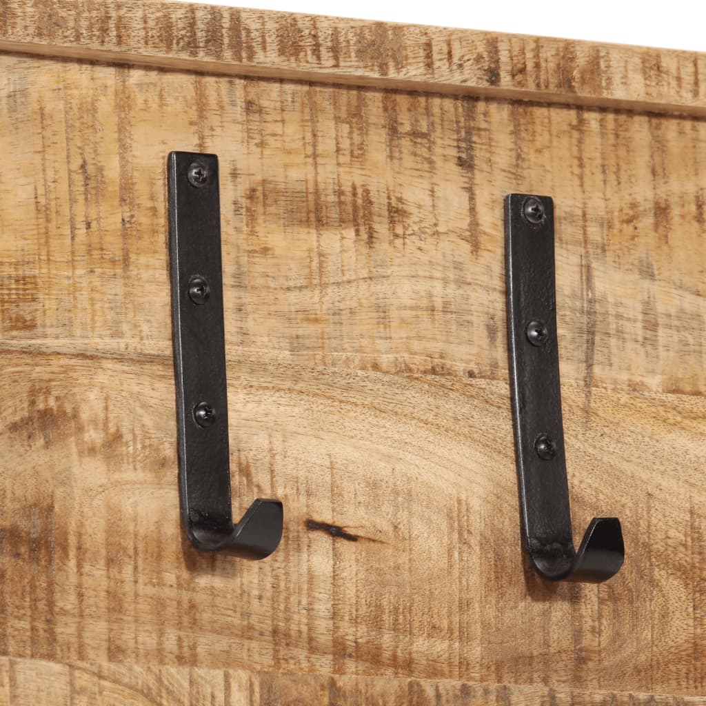 Wall-mounted coat rack 5 hooks solid mango wood - 80 x 25 x 5 5 cm (lxwxh) - number 5.