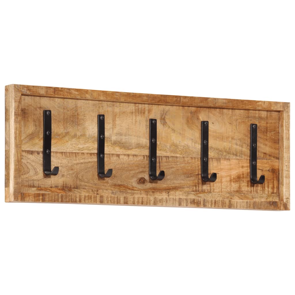 Wall-mounted coat rack 5 hooks solid mango wood - 80 x 25 x 5 5 cm (lxwxh) - number 8.