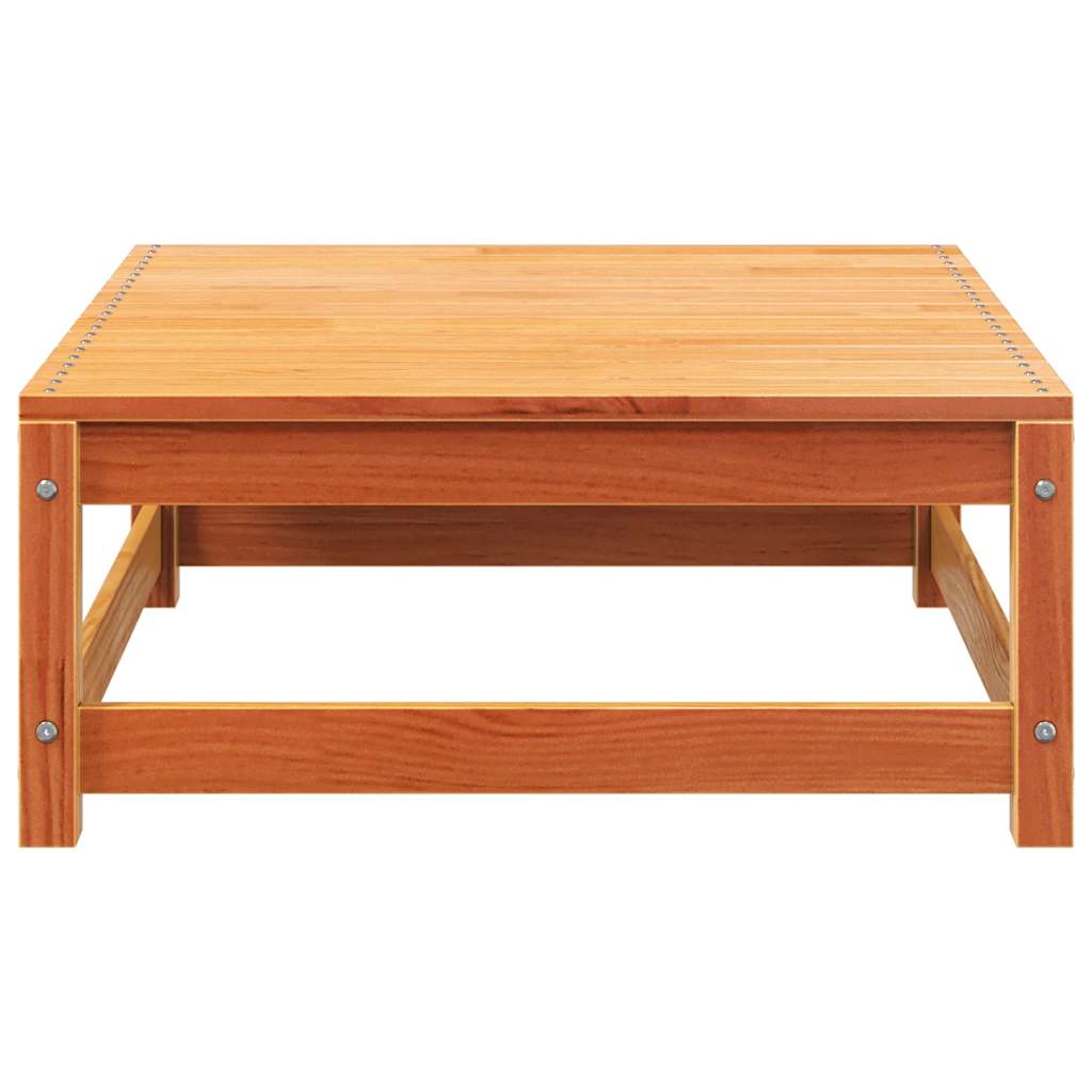 Sofa med hynder og fodskamler uden armlæn - brunt fyrretræ, 1, stol + 2x fodskammel - number 11.