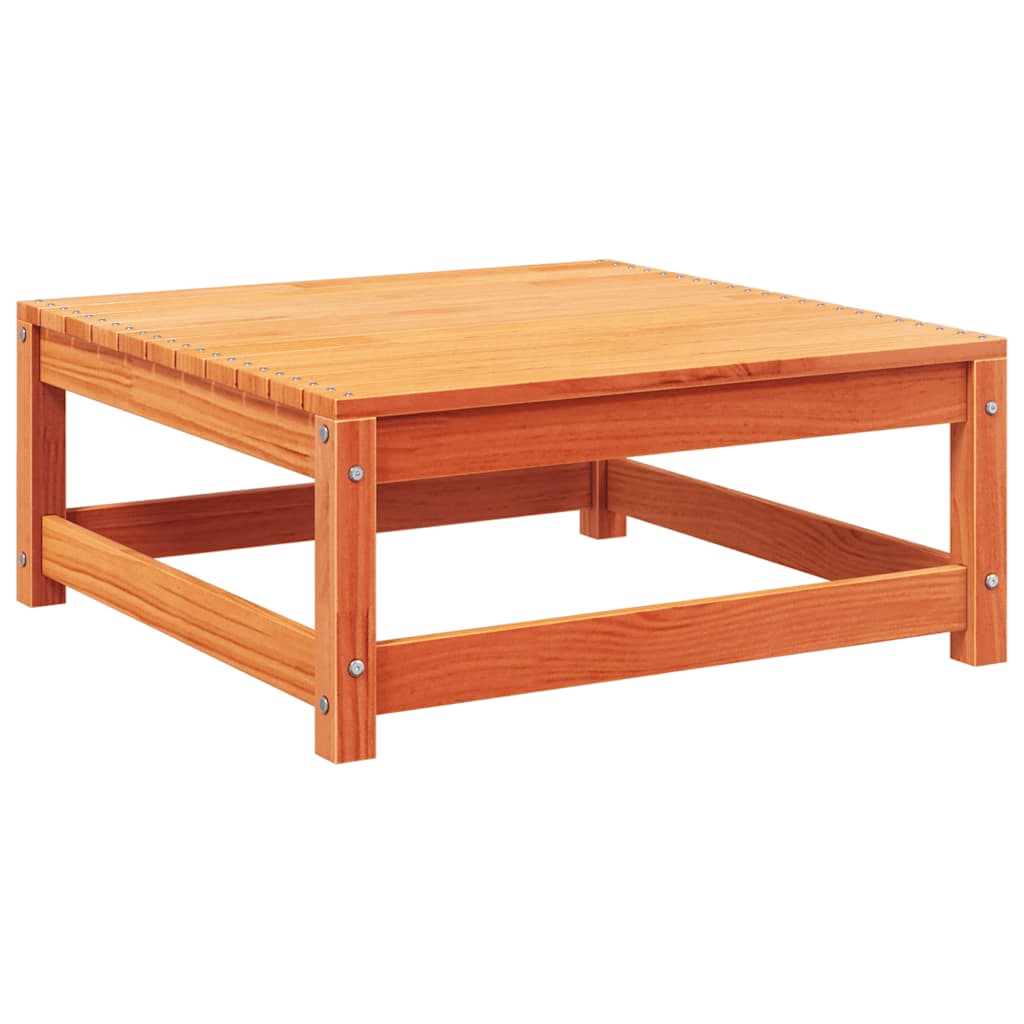 Sofa med hynder og fodskamler uden armlæn - brunt fyrretræ, 1, stol + 2x fodskammel - number 10.