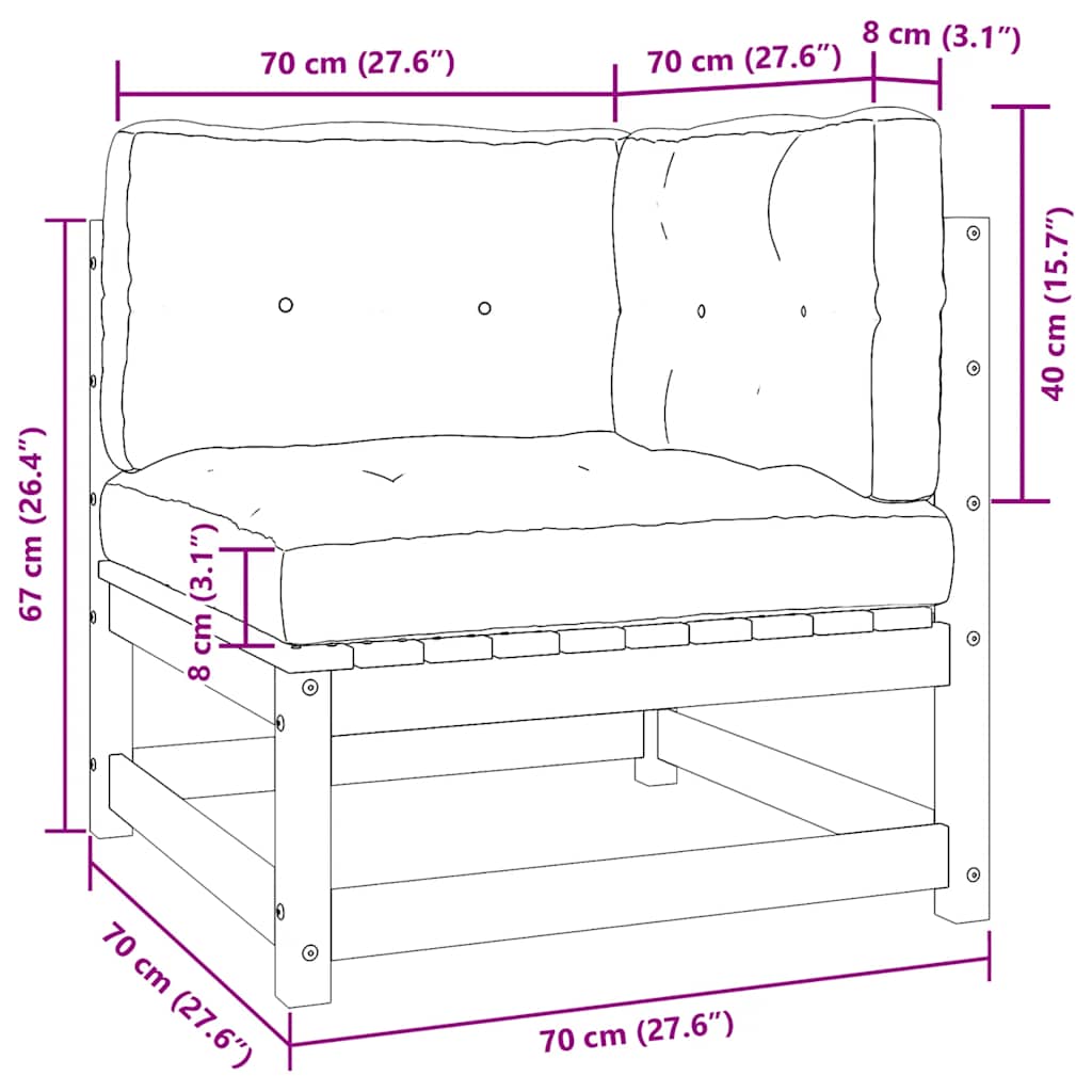 Hjørnemodul med hynder massivt fyrretræ gyldenbrun - number 9.
