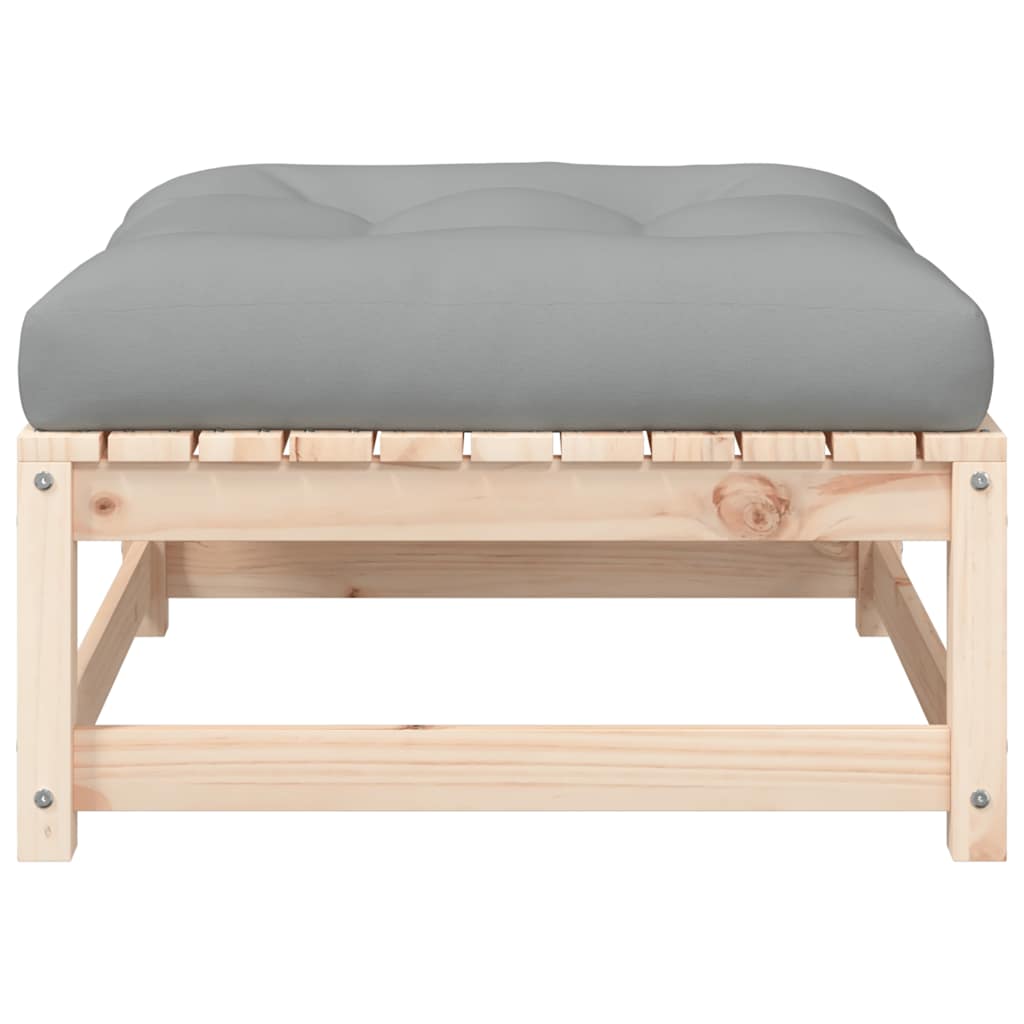 Udendørs med hynde massivt fyrretræ - naturfarvet og grå, 1, fodskammel - number 6.