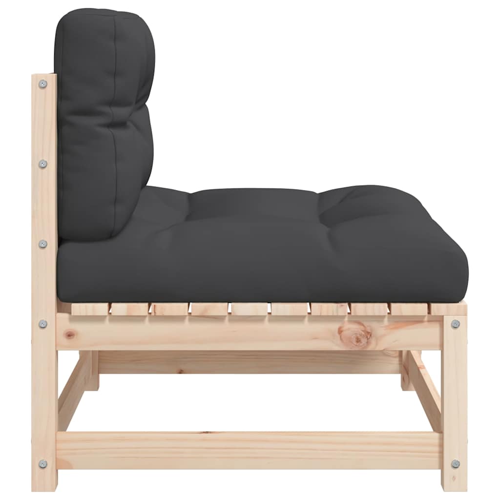 Kauč modul s jastucima bez rukonaslona puni bor - prirodni i crni, 1, stol - number 6.