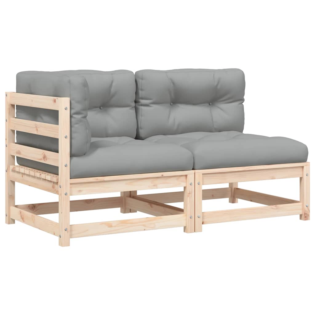 2-personers havesofa m. hynder massivt fyrretræ - naturfarvet og grå, 1, hjørnedel + stol - number 2.