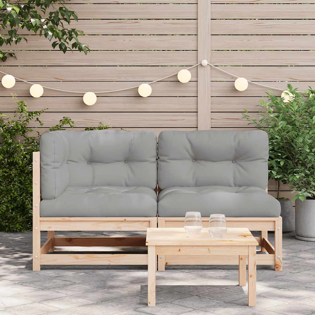 2-personers havesofa m. hynder massivt fyrretræ - naturfarvet og grå, 1, hjørnedel + stol - number 3.