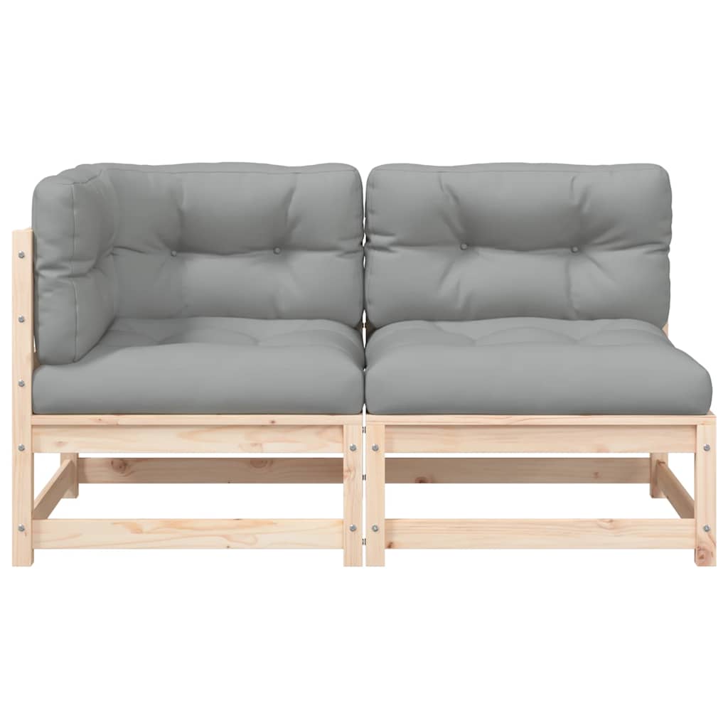 2-personers havesofa m. hynder massivt fyrretræ - naturfarvet og grå, 1, hjørnedel + stol - number 5.