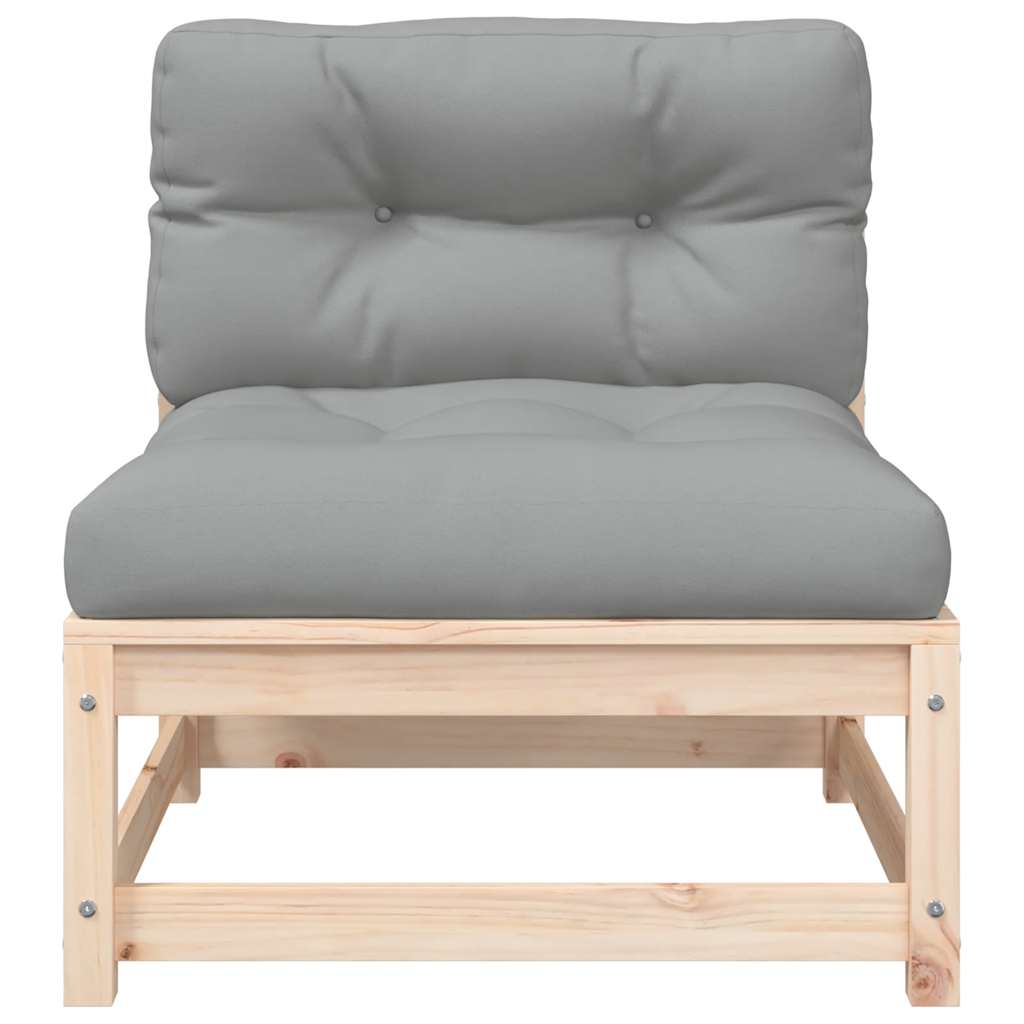 2-personers havesofa m. hynder massivt fyrretræ - naturfarvet og grå, 1, hjørnedel + stol - number 9.