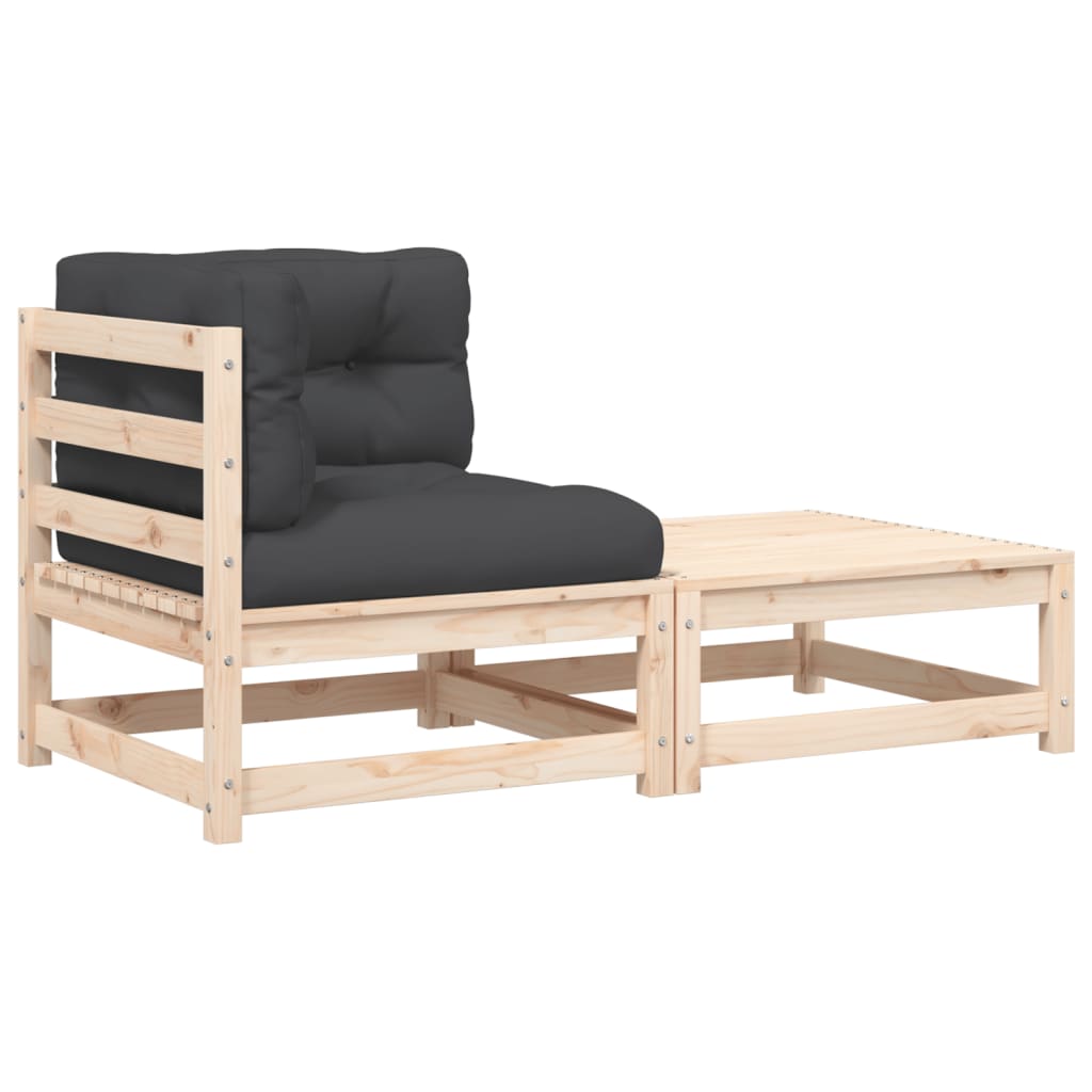 Hjørnemodul til havesofa med hynder og fodskammel - fyrretræ naturlig, 1, hjørnesofa - number 2.