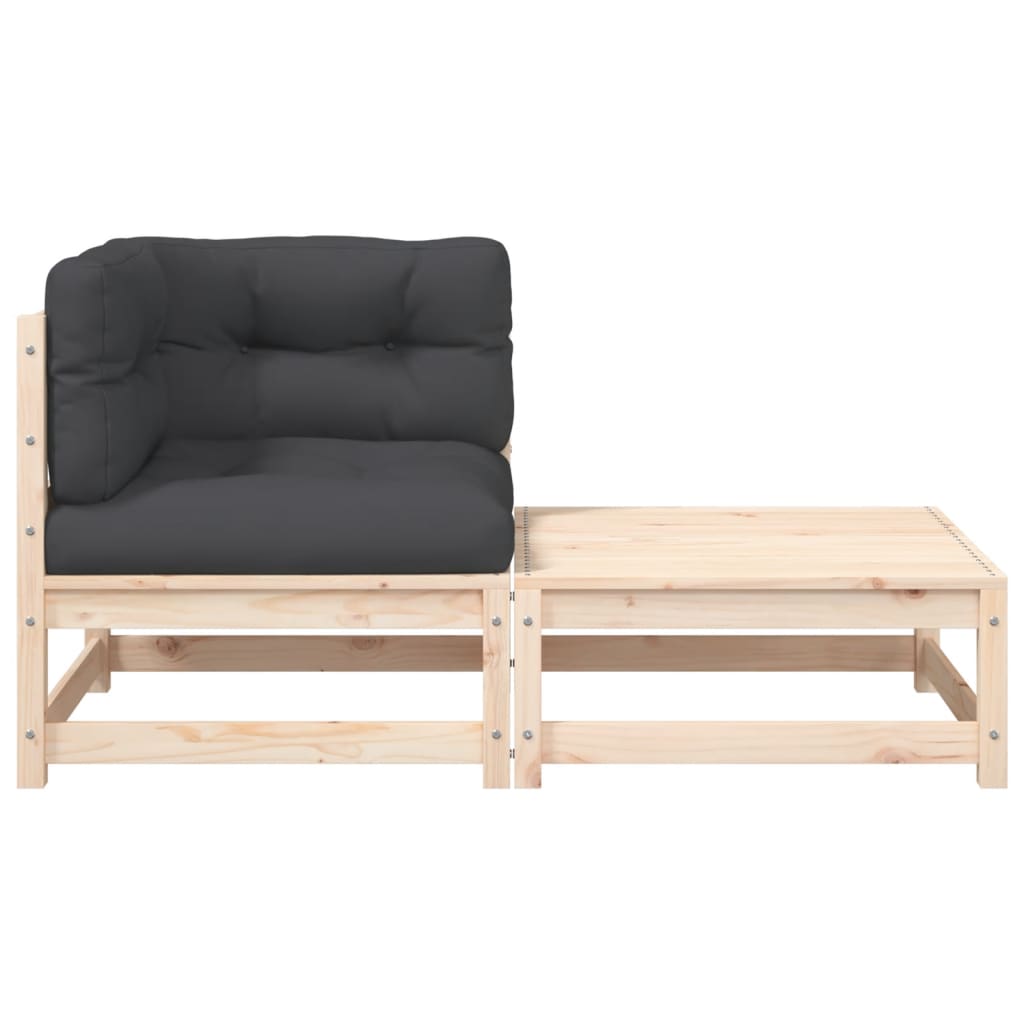 Hjørnemodul til havesofa med hynder og fodskammel - fyrretræ naturlig, 1, hjørnesofa - number 5.