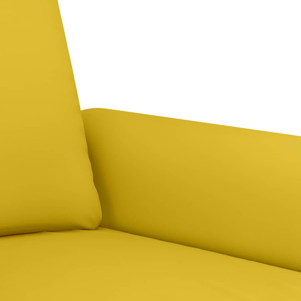 Sofa zestaw 3 części velor - żółty, z poduszkami - number 7.