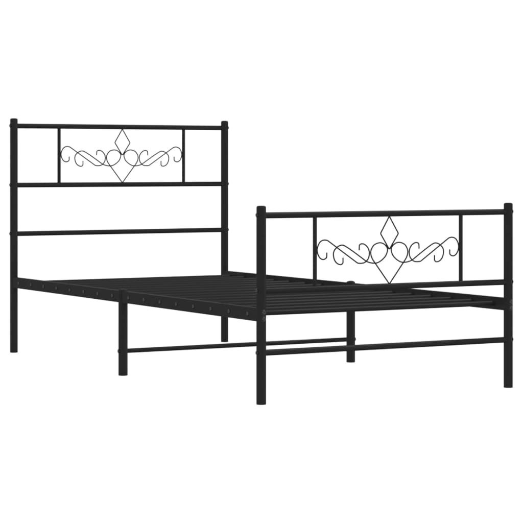 Bed frame with headboard and foot fence metal - black, 90 x 200 cm, with headboard and foot fence - number 3.