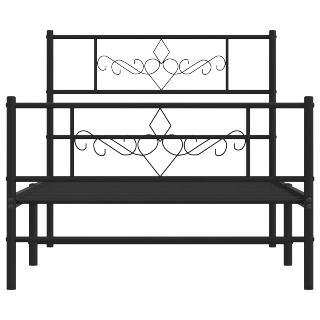 Bed frame with headboard and foot fence metal - black, 90 x 200 cm, with headboard and foot fence - number 5.
