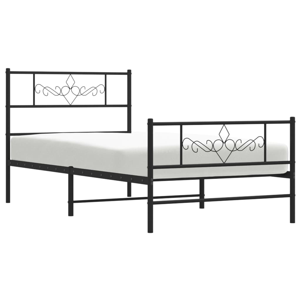 Bed frame with headboard and foot fence metal - black, 90 x 200 cm, with headboard and foot fence - number 4.