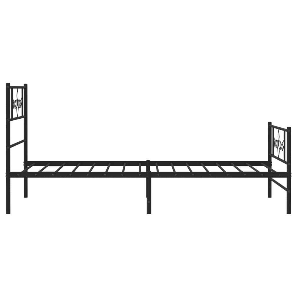 Bed frame with headboard and foot fence metal - black, 90 x 200 cm, with headboard and foot fence - number 6.