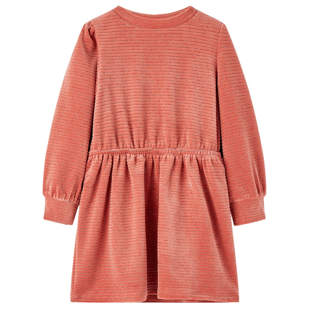 Robe à manches longues pour enfant taille 92 velours rose - 92 (1 5-2 ans) - number 1.