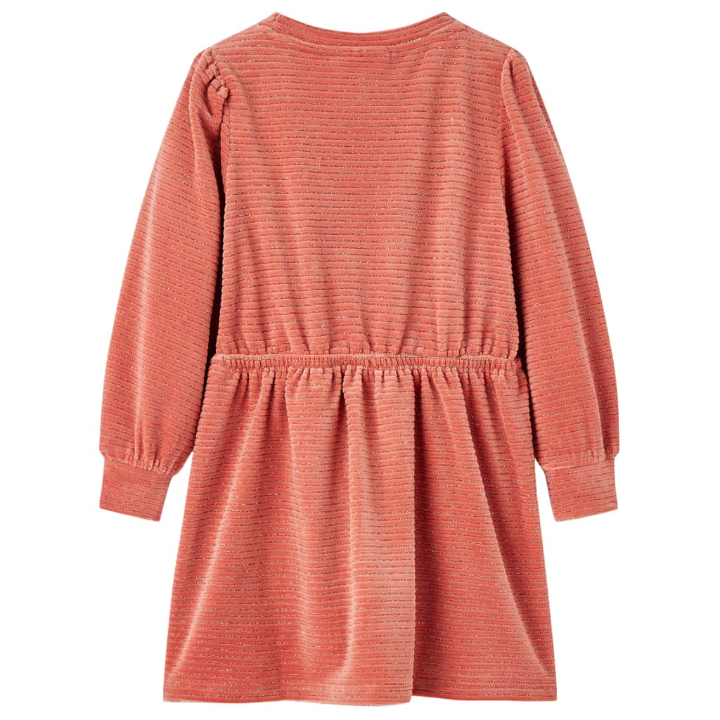 Robe à manches longues pour enfant taille 92 velours rose - 92 (1 5-2 ans) - number 2.