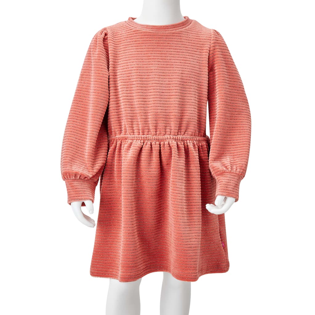 Robe à manches longues pour enfant taille 92 velours rose - 92 (1 5-2 ans) - number 8.