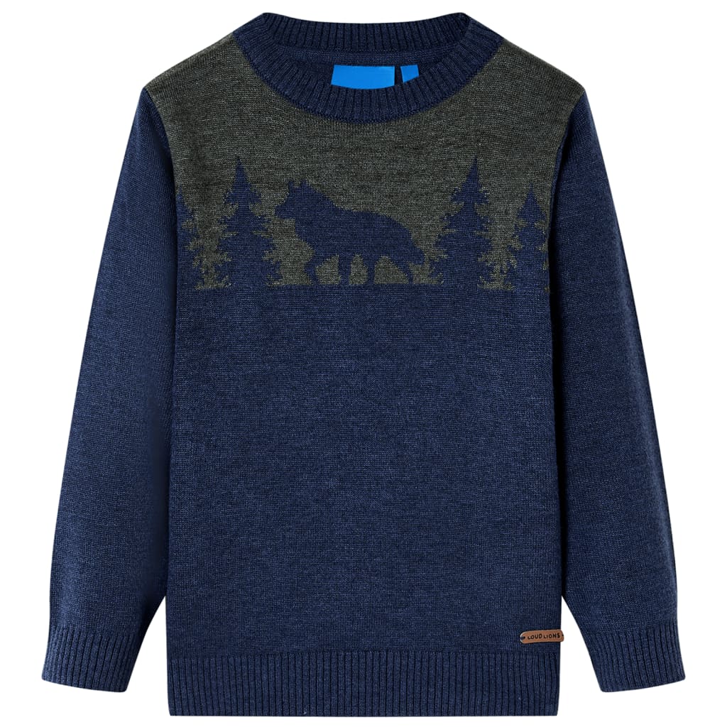Pull pour enfant taille 92 tricoté bleu marine - 92 (1 5-2 ans) - number 1.