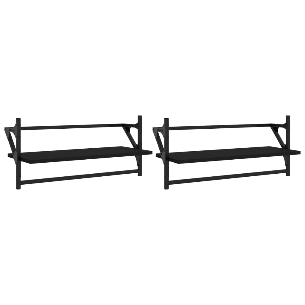 Wall shelves with rods pcs. - black, 65 x 25 x 30 cm, 2, 1 - number 2.