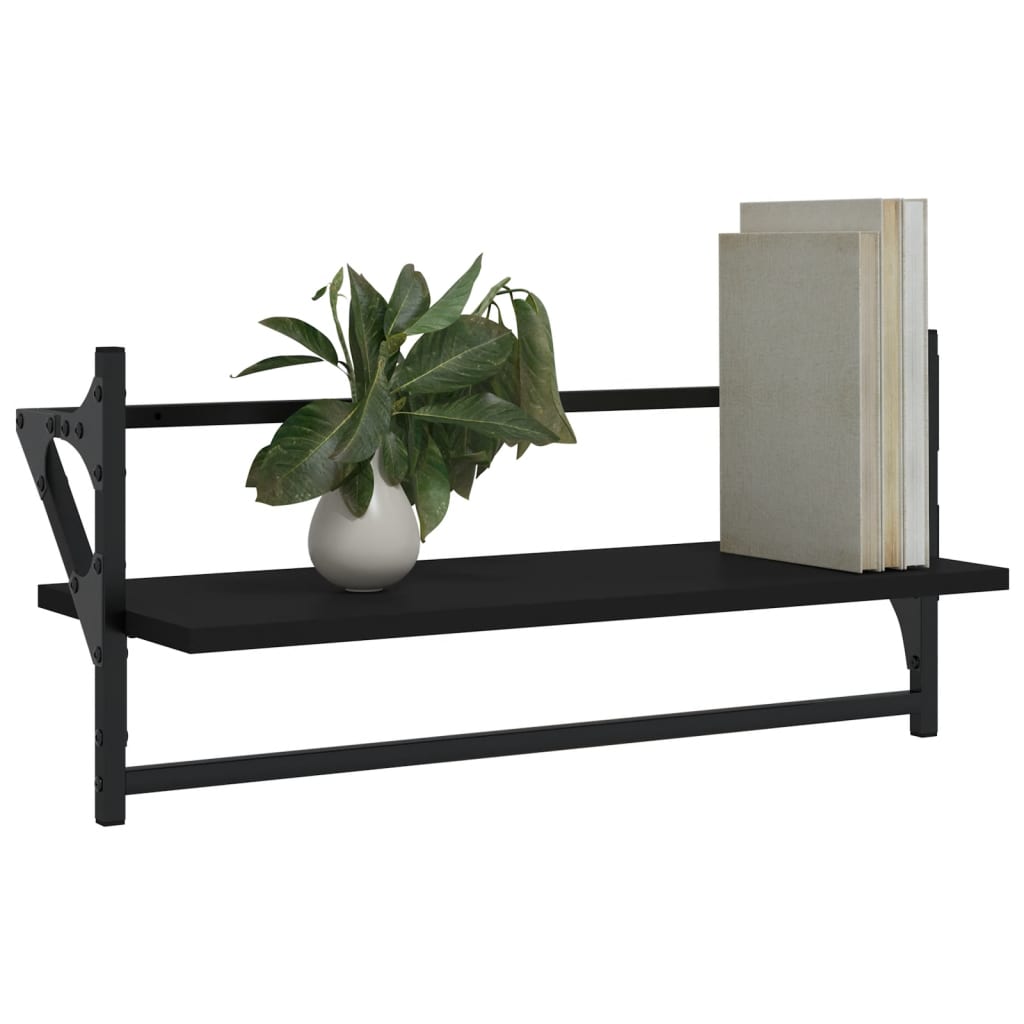 Wall shelves with rods pcs. - black, 65 x 25 x 30 cm, 2, 1 - number 3.