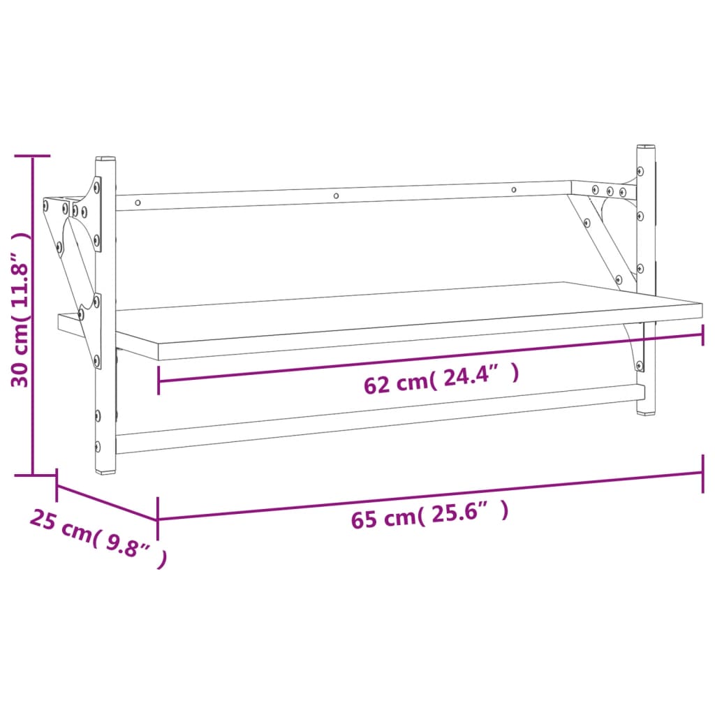 Wall shelves with rods pcs. - black, 65 x 25 x 30 cm, 2, 1 - number 9.