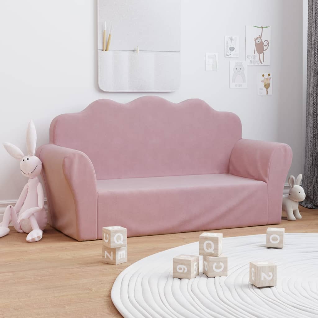2-personers sofa til børn blødt plys - lyserød, 2-sædet - number 1.