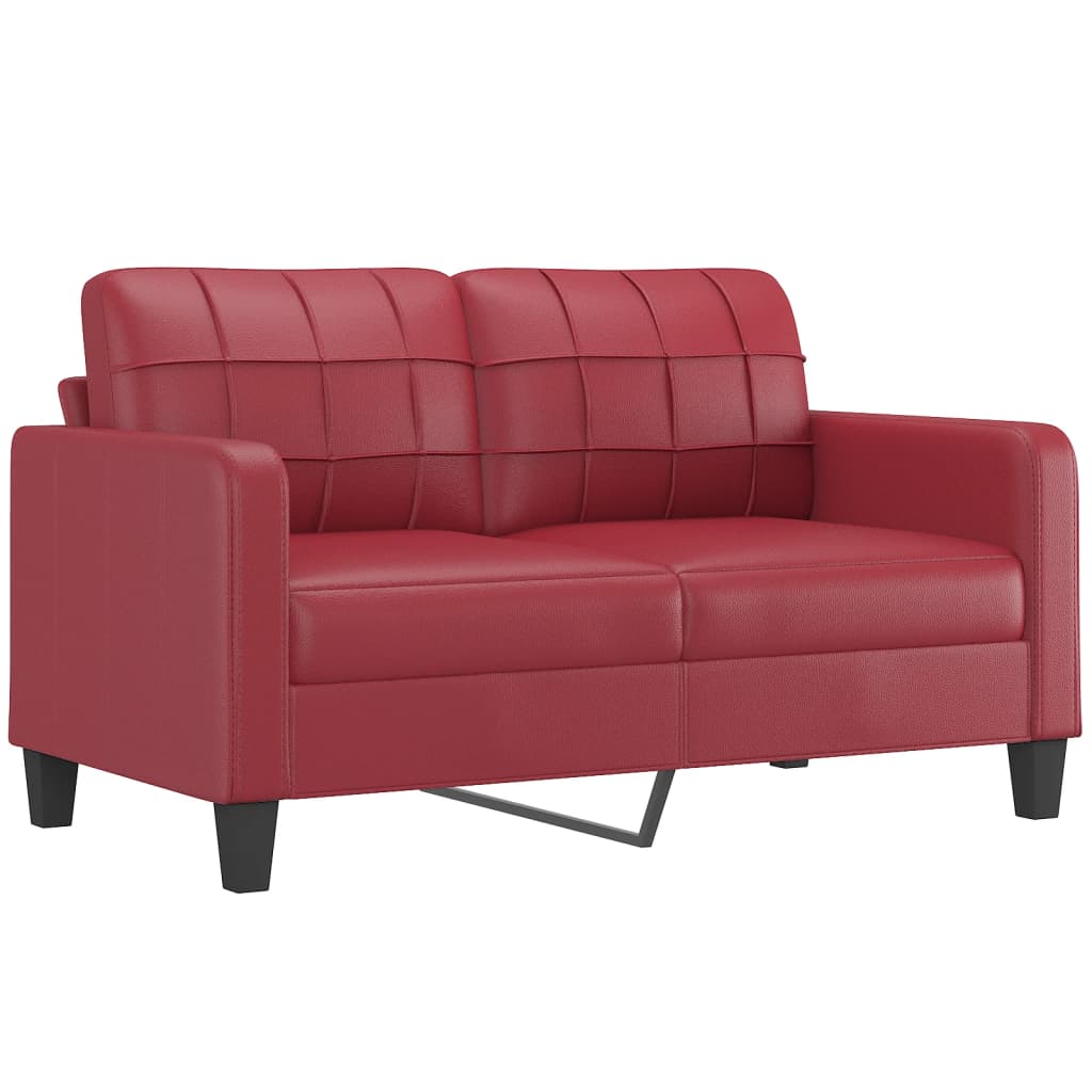 2-personers sofa med pyntepuder kunstlæder - vinrød, 140 cm - number 4.