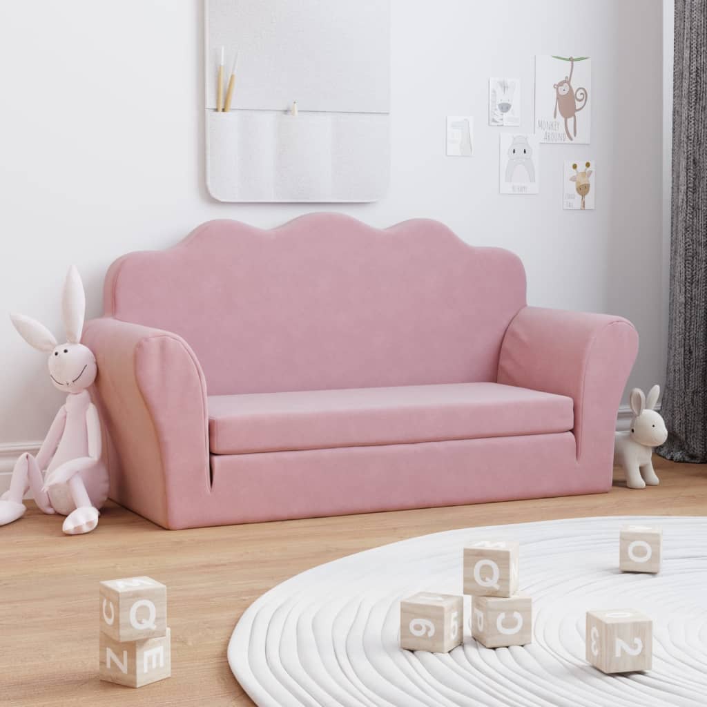 2-personers til børn blødt plys - lyserød, sovesofa - number 1.