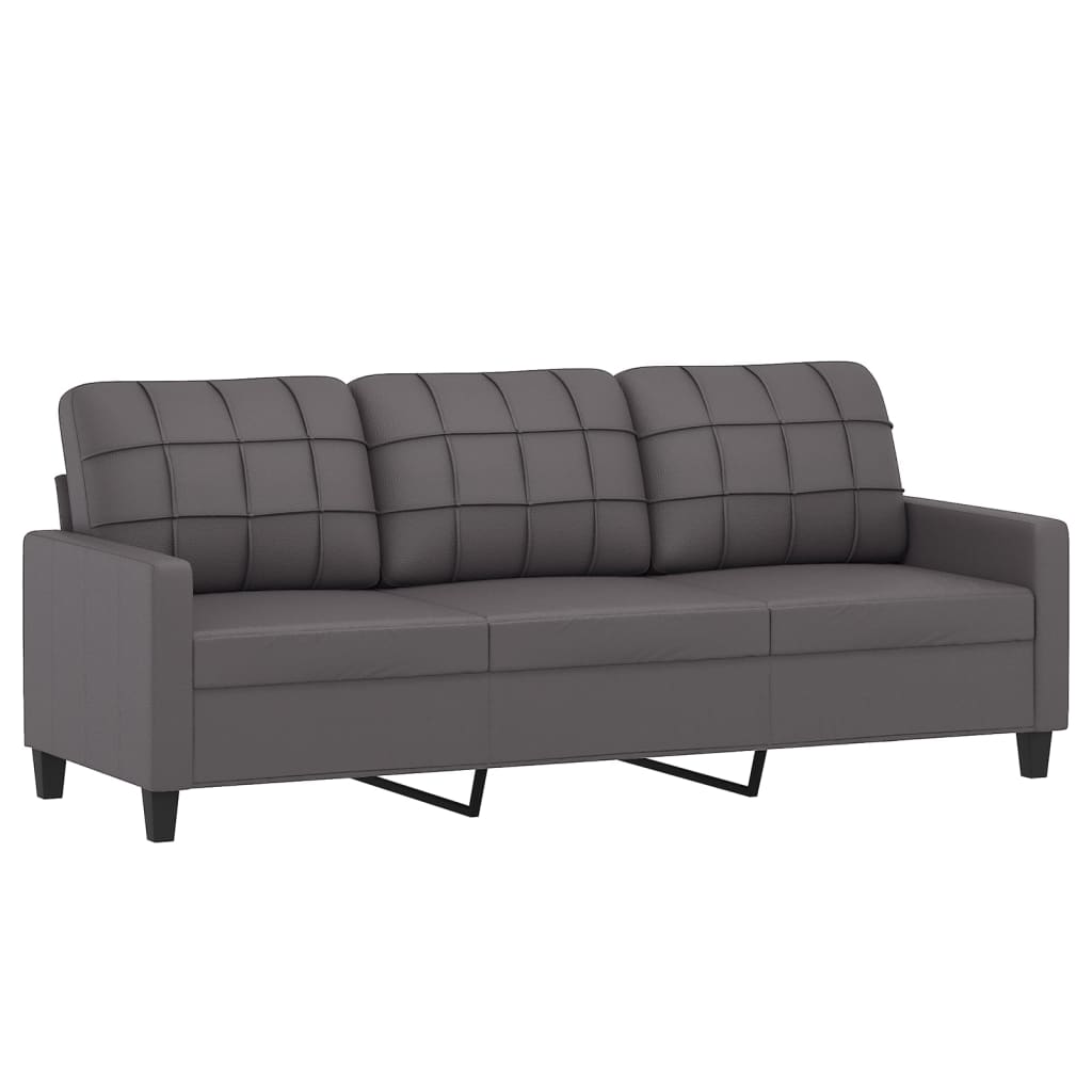 3 -person sofa med fotskammel 180 cm kunstig skinn - grå - number 4.