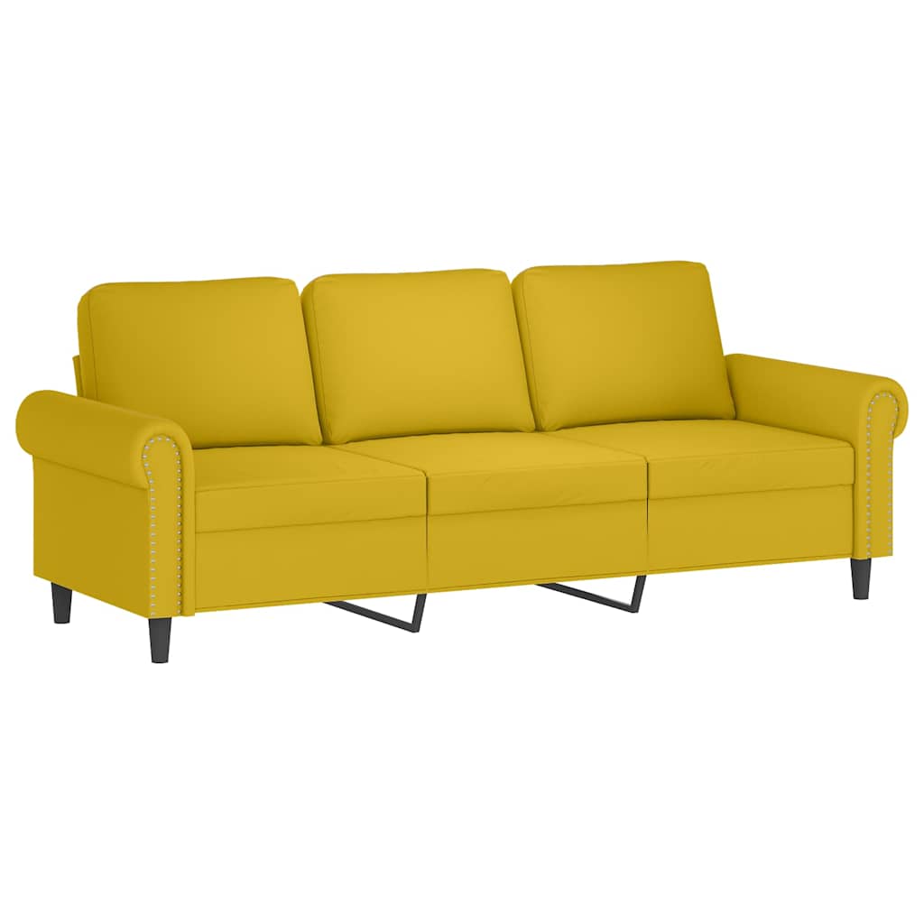 3-personers sofa med pyntepuder velour - gul, 180 cm - number 4.