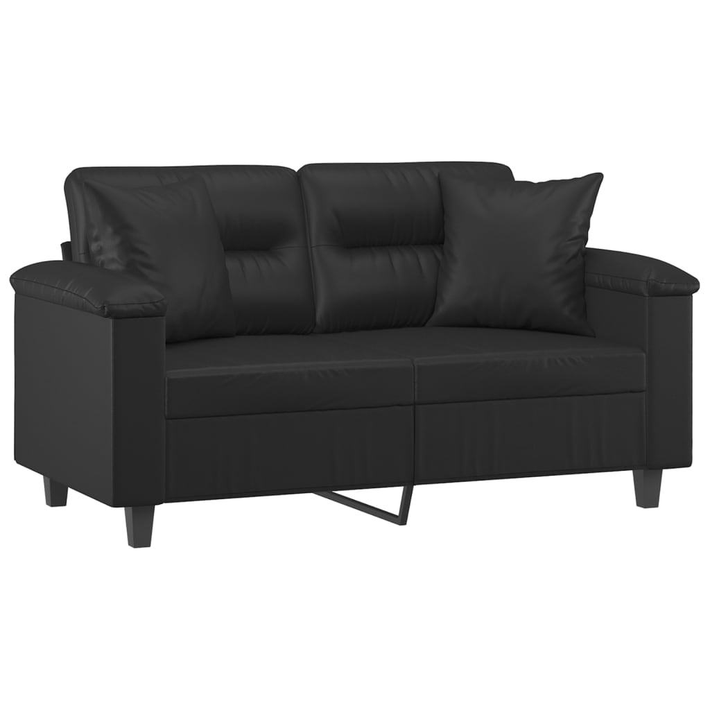 2-personers sofa med pyntepuder kunstlæder - sort, 120 cm - number 3.