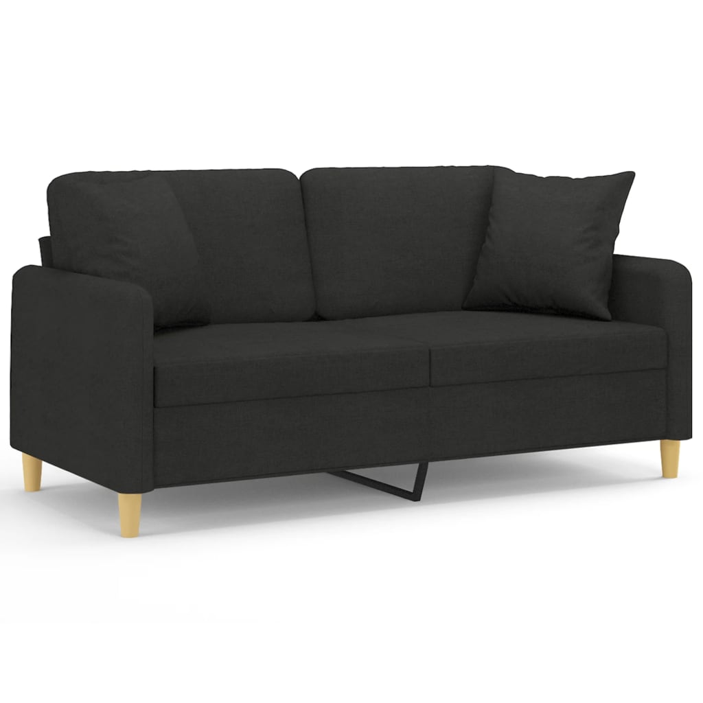 2-seters sofa med pynteputer 140 cm stoff - sort, 158 cm - number 2.