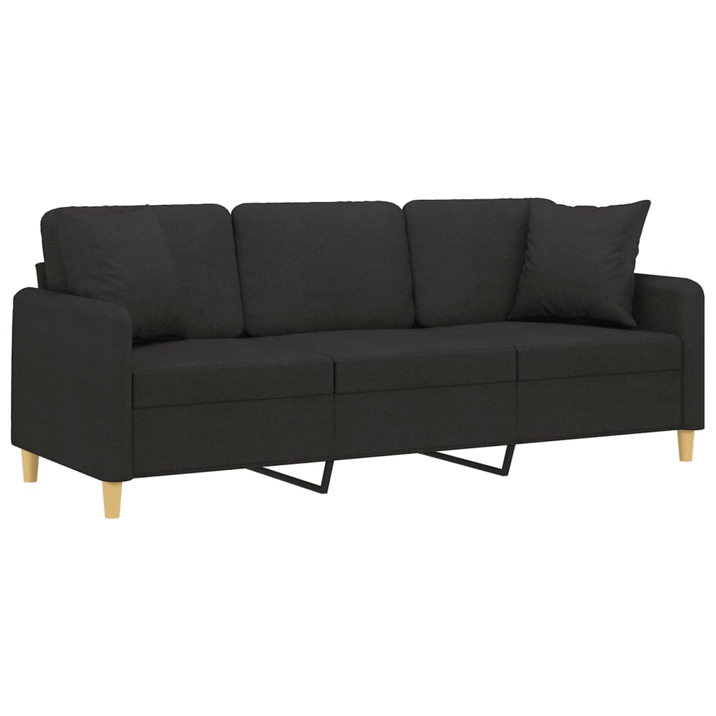 3-personers sofa med pyntepuder stof - sort, 180 cm - number 3.