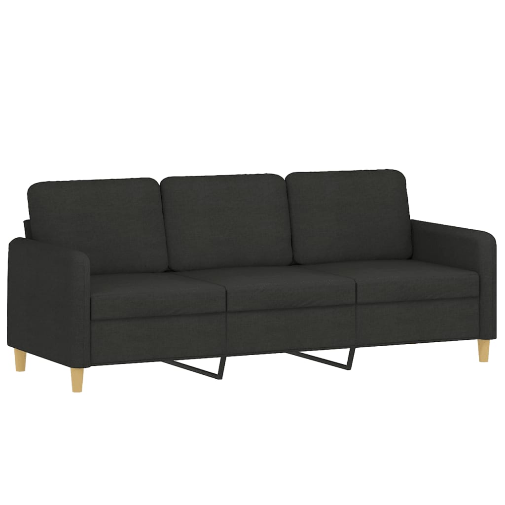 3-personers sofa med pyntepuder stof - sort, 180 cm - number 4.