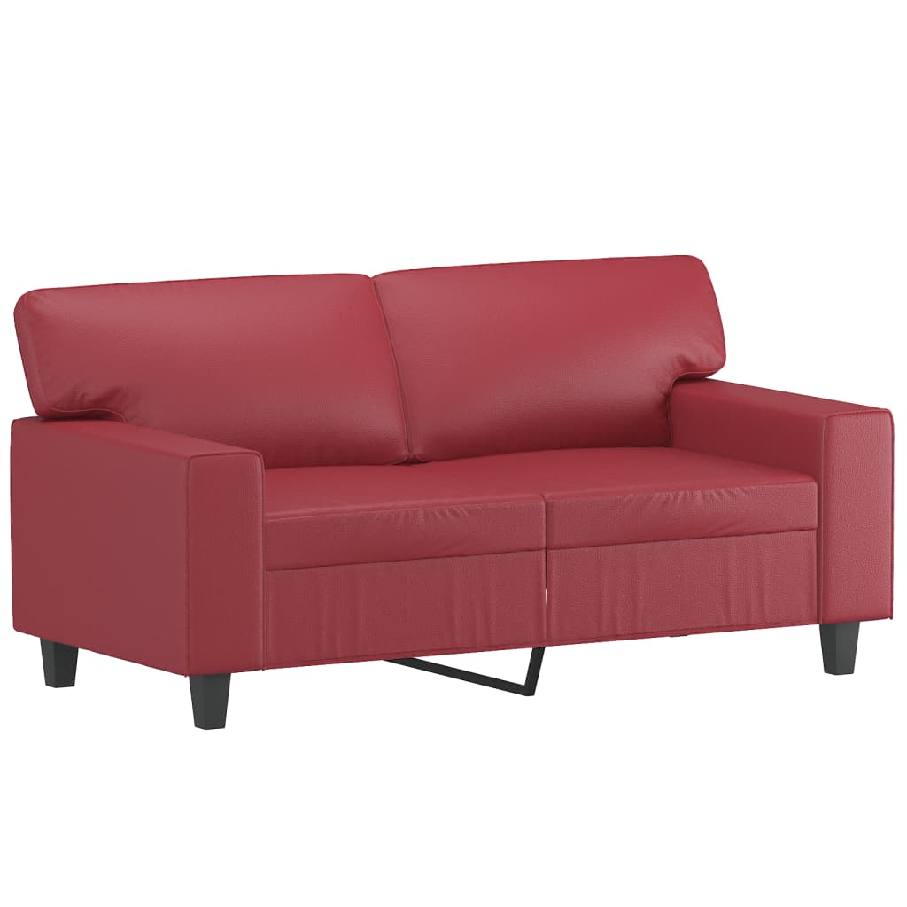 2 -person sofa med puter kunstig skinn - vin rød, 120 cm - number 4.