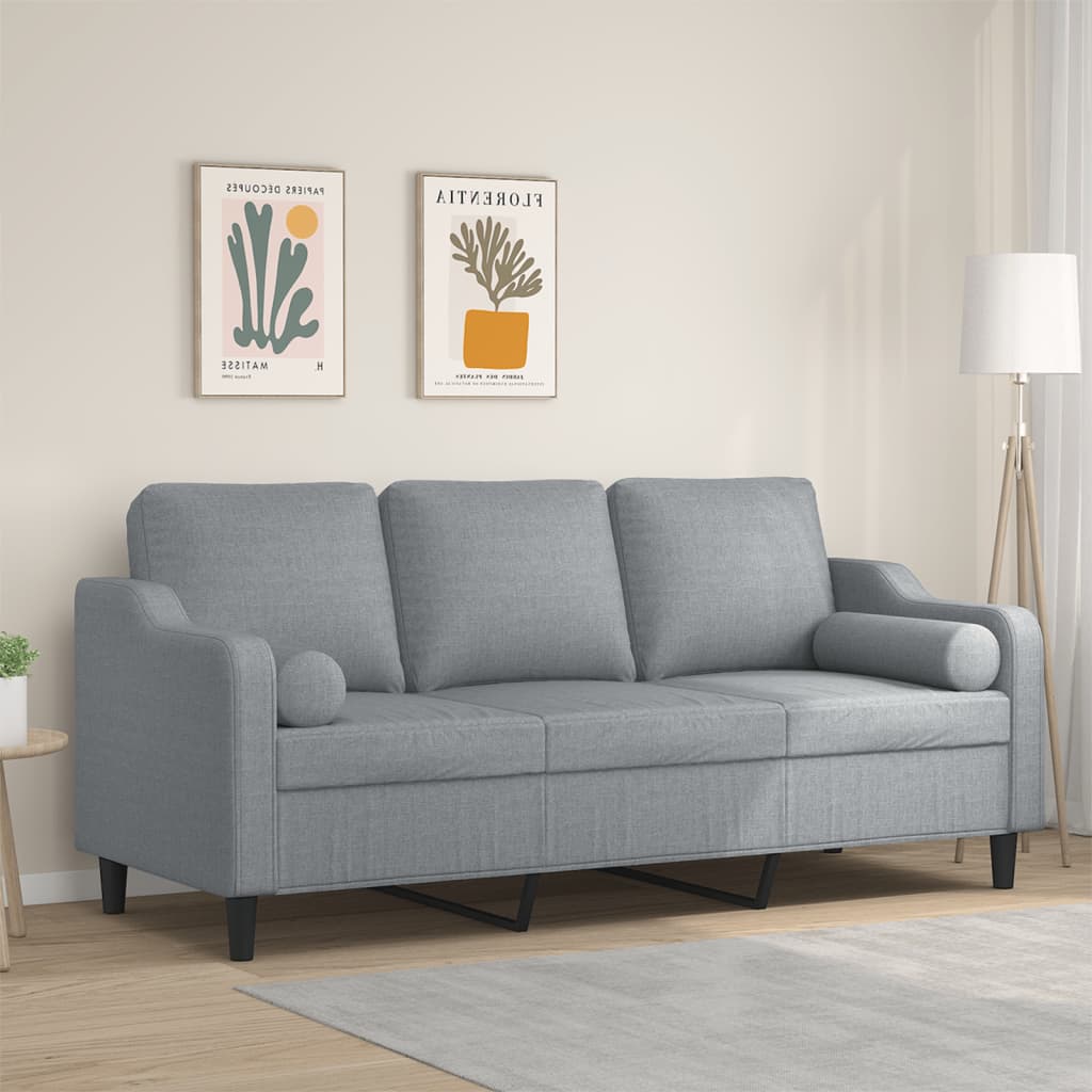 3 -person sofa med puter stoff - lysegrå, 180 cm - number 1.