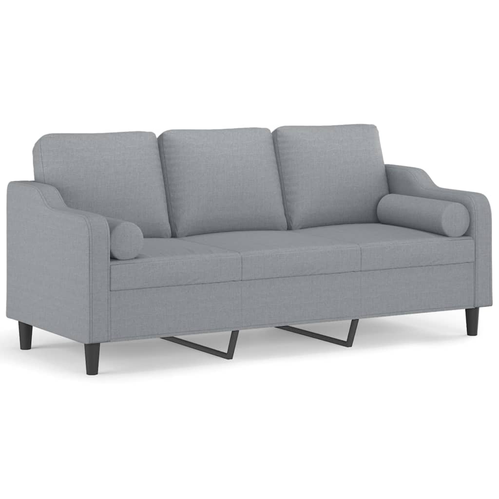 3 -person sofa med puter stoff - lysegrå, 180 cm - number 2.