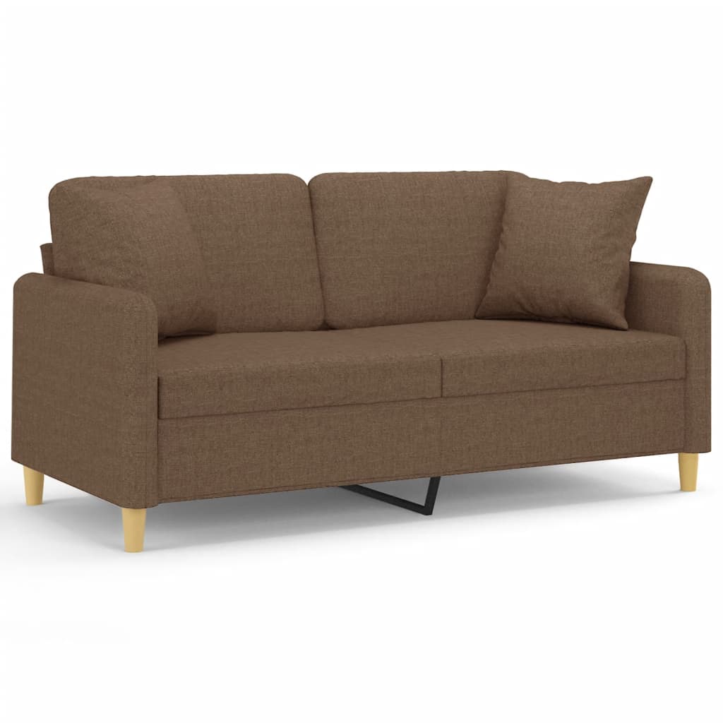 2-personers sofa med pyntepuder stof - brun, 140 cm - number 2.