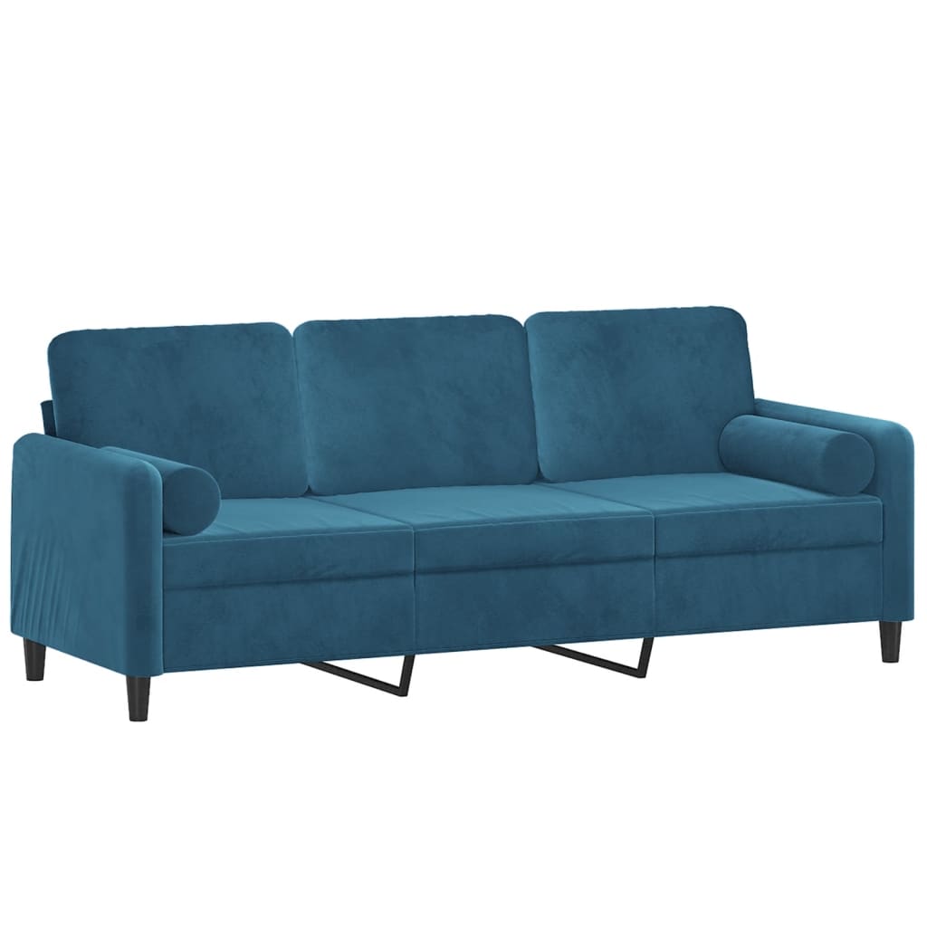 3-seters sofa med velurputer - blå, 180 cm - number 3.