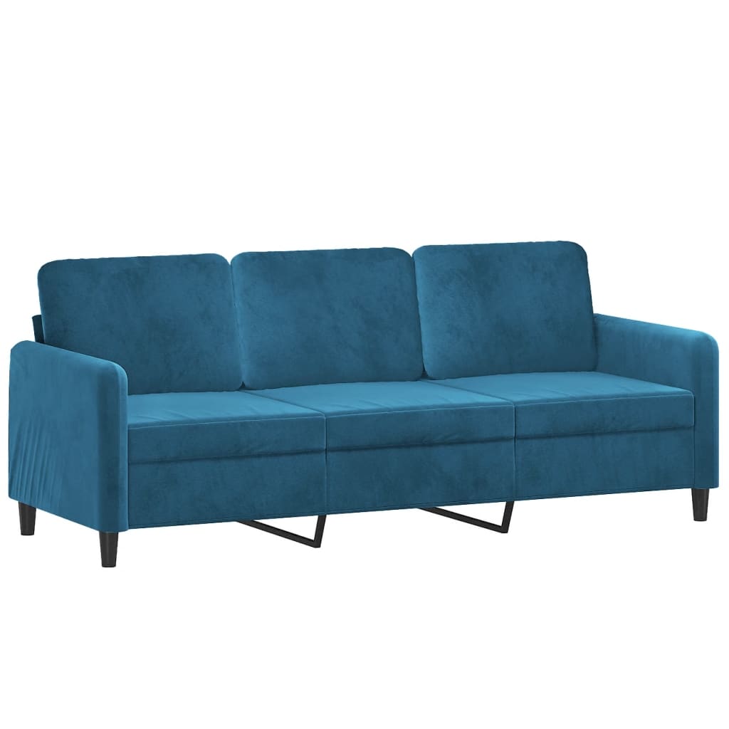 3-seters sofa med velurputer - blå, 180 cm - number 4.