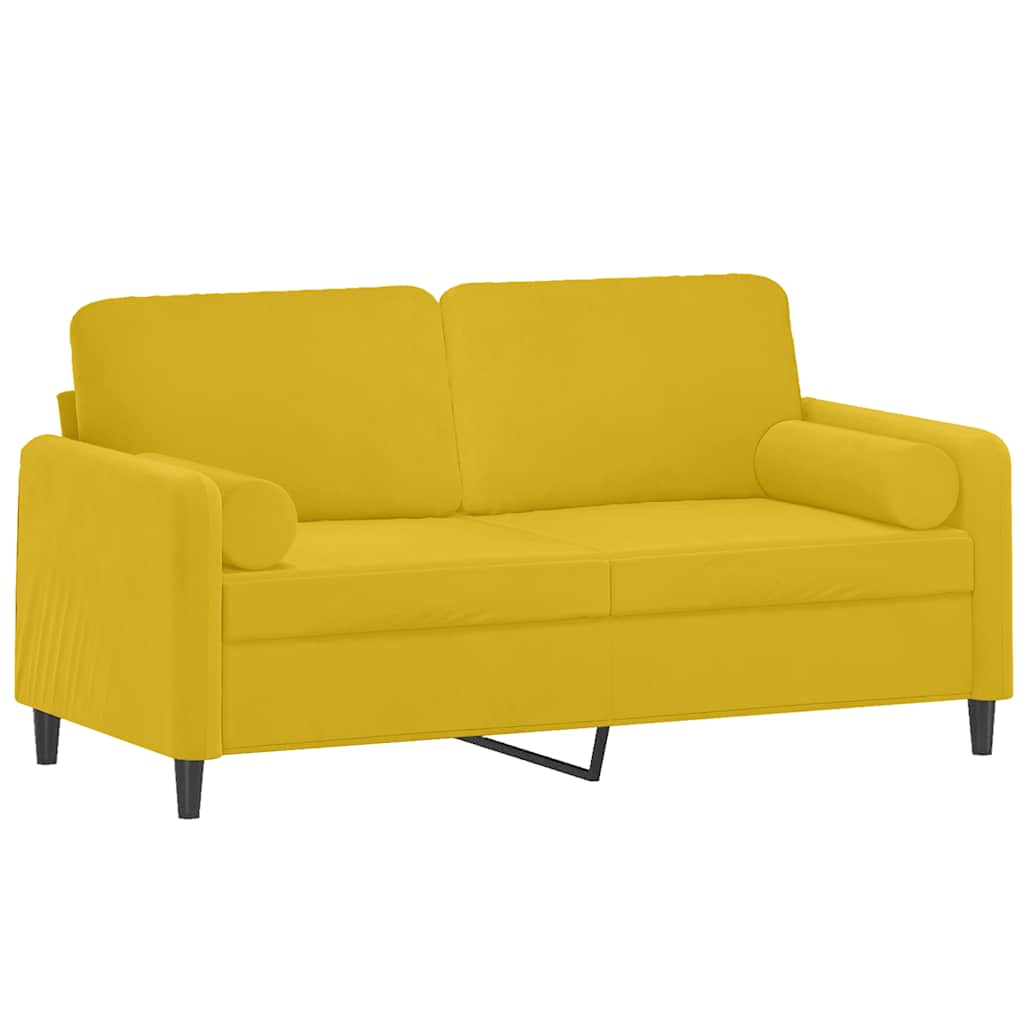 2-seters sofa med velurputer - gul, 140 cm - number 3.