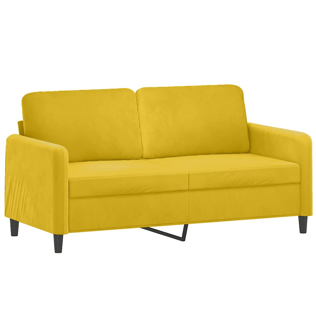 2-seters sofa med velurputer - gul, 140 cm - number 4.