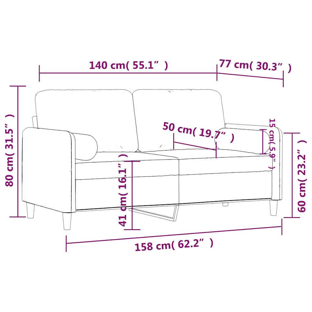 2-seters sofa med velurputer - gul, 140 cm - number 8.